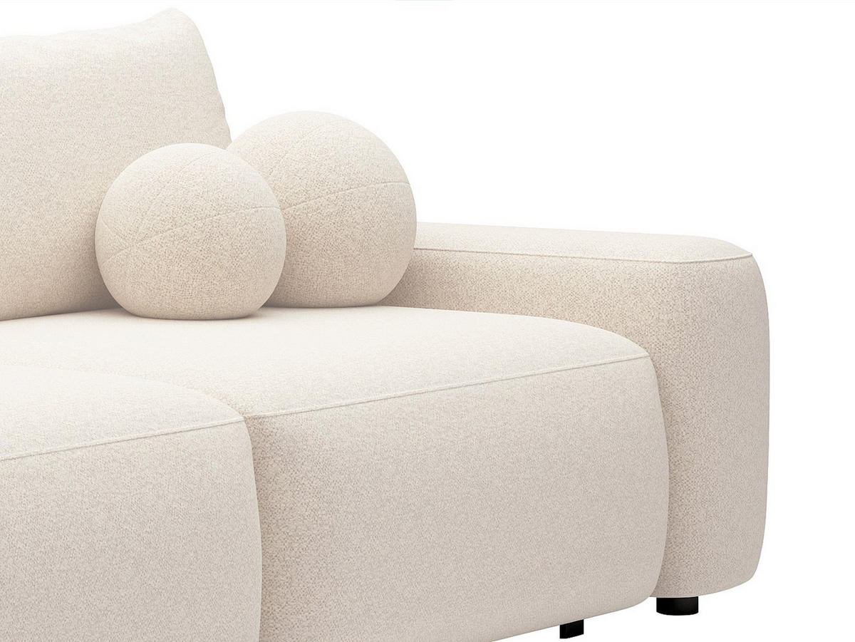 SCHLAFSOFA - 4 Personen - stoff - cremefarben Daviso - Creme, Kunststoff/Textil (257/87/105cm) - Vente-Unique