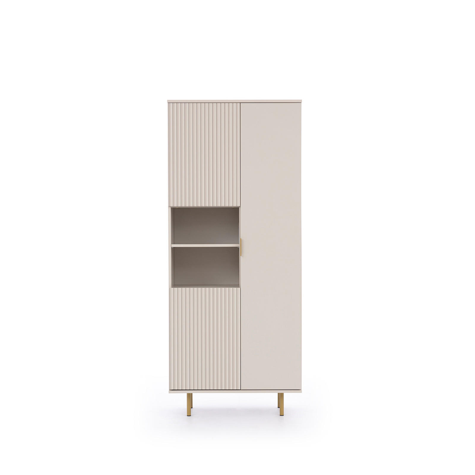 BÜCHERREGAL Nubia 3-türig Kaschmir - Kaschmir/Goldfarben, Holzwerkstoff/Metall (80/190/41cm) - Ravio