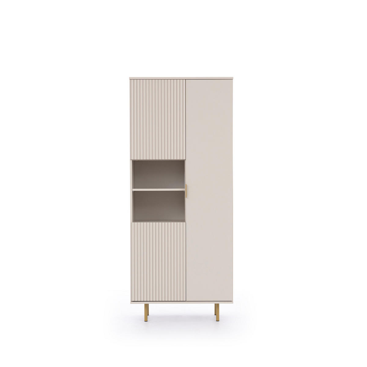 BÜCHERREGAL Nubia 3-türig Kaschmir - Kaschmir/Goldfarben, Holzwerkstoff/Metall (80/190/41cm) - Ravio
