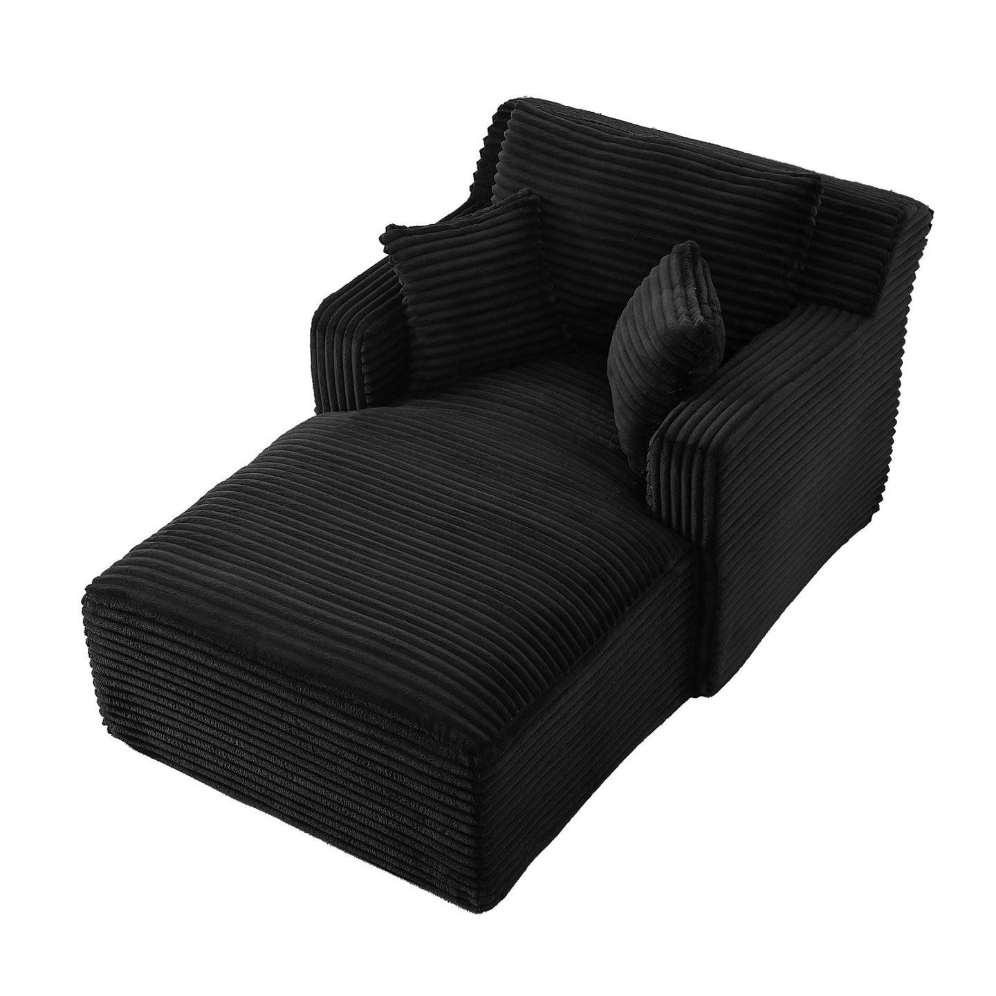 SOFA Cord Schwarz - Schwarz, Textil (100/82/166cm) - WISHDOR