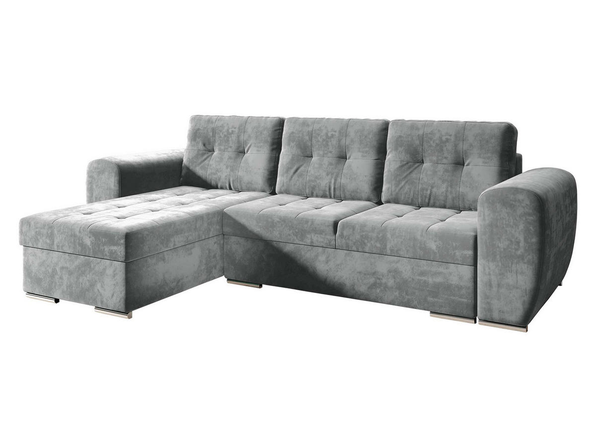 ECKSOFA Bari - Silberfarben/Grau, Holz/Textil (256/157cm) - MIRJAN24