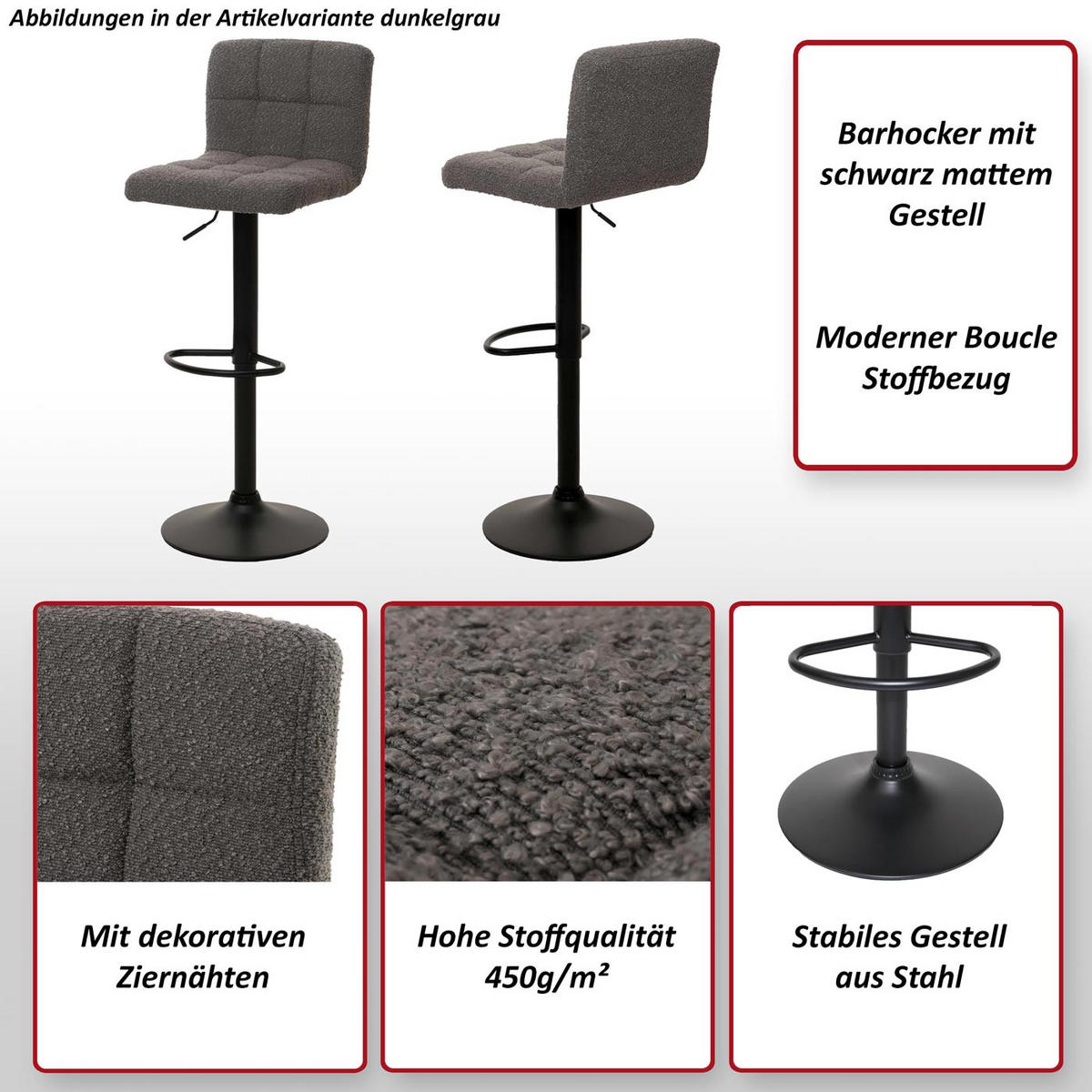 BARHOCKER Cremeweiß 2er-Set - Weiß, Textil (38/107/41cm) - MCW