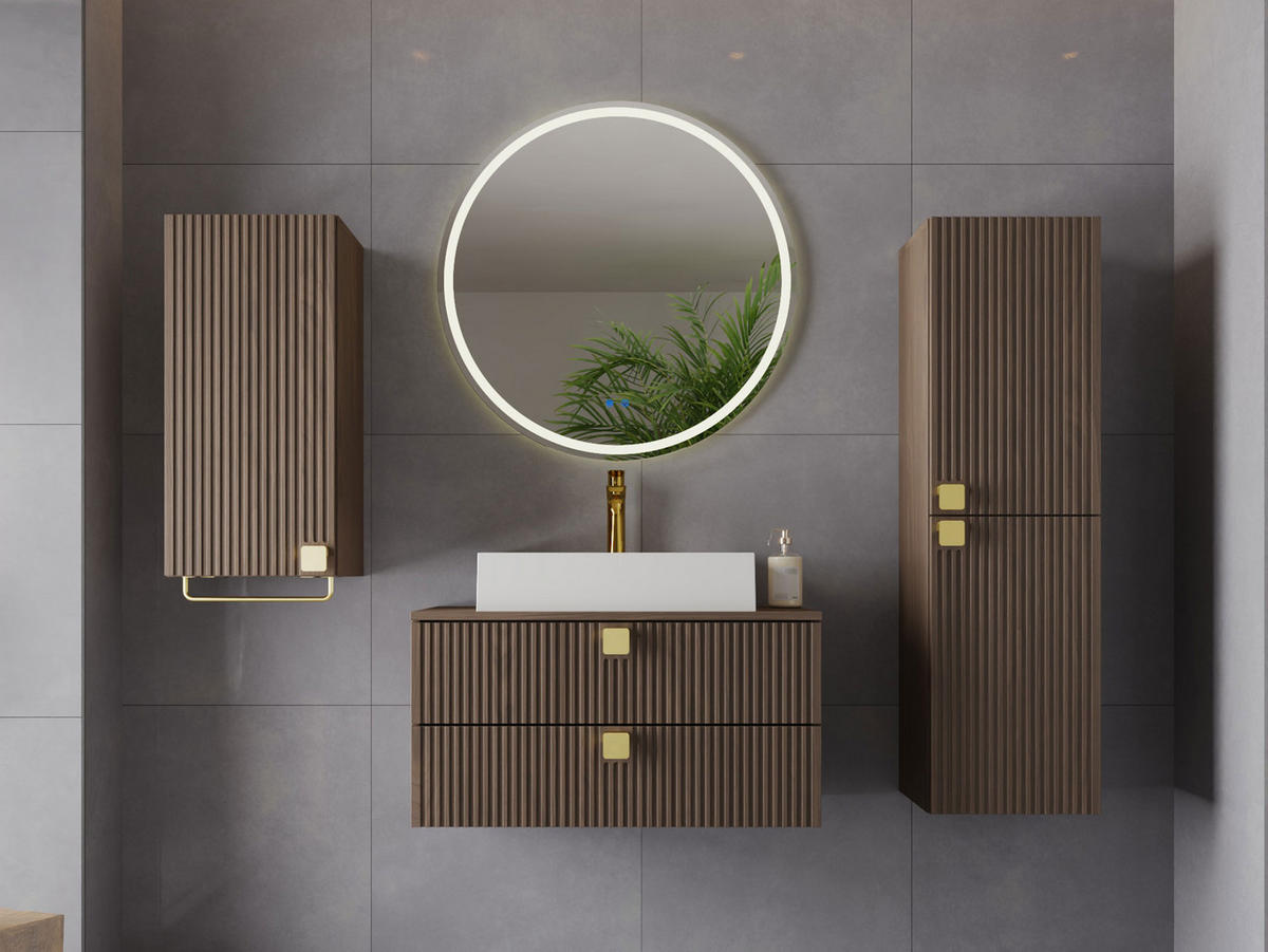 MOBILIER DE BAIE Gariano Bis I - auriu/culoare lemn de nuc, material plastic/compozit lemnos (80/42/46cm) - MIRJAN24
