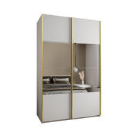 SCHWEBETÜRENSCHRANK 245,5/160/64 2-türig - Goldfarben/Weiß, Holz/Metall (160/245/64cm) - Abiks Möbel