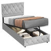 POLSTERBETT 90/200 cm Grau mit hydraulischem Stauraum aus Samt - Grau, Holzwerkstoff (90/200cm) - OKWISH