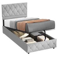 POLSTERBETT 90/200 cm Grau mit hydraulischem Stauraum aus Samt - Grau, Holzwerkstoff (90/200cm) - OKWISH