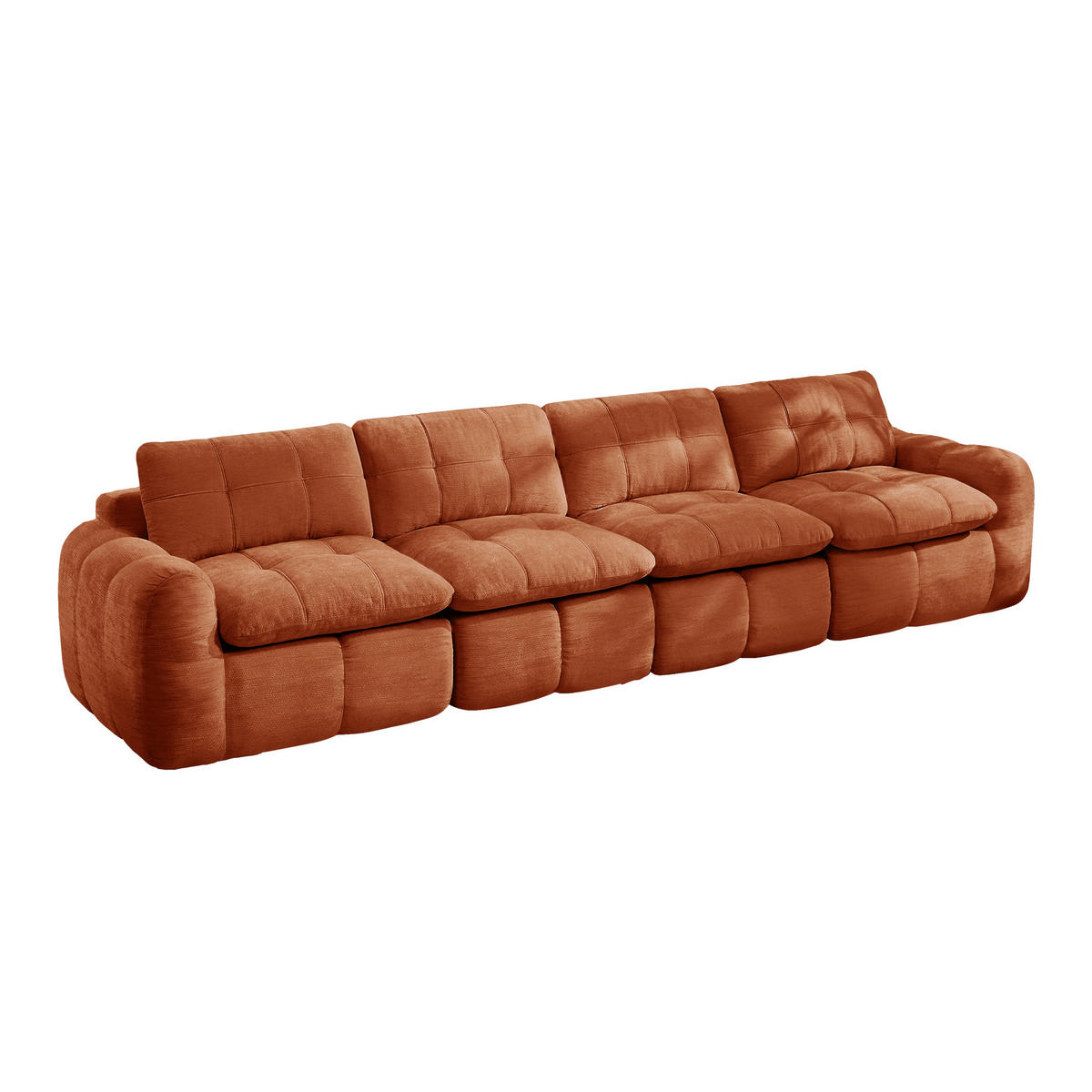 4-SITZER-SOFA, minimalistisch, Chenille-Orange - Orange, Textil (97/68/334cm) - KOMHTOM