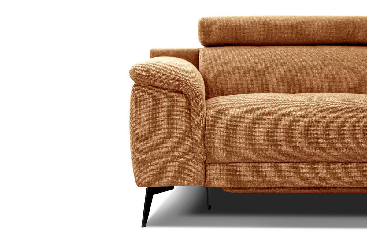 RELAXSOFA FIERO 3-Sitzer mit 1 Relaxfunktion, orange - Schwarz/Orange, Holzwerkstoff/Textil (212/82/103cm) - Courtois Laville
