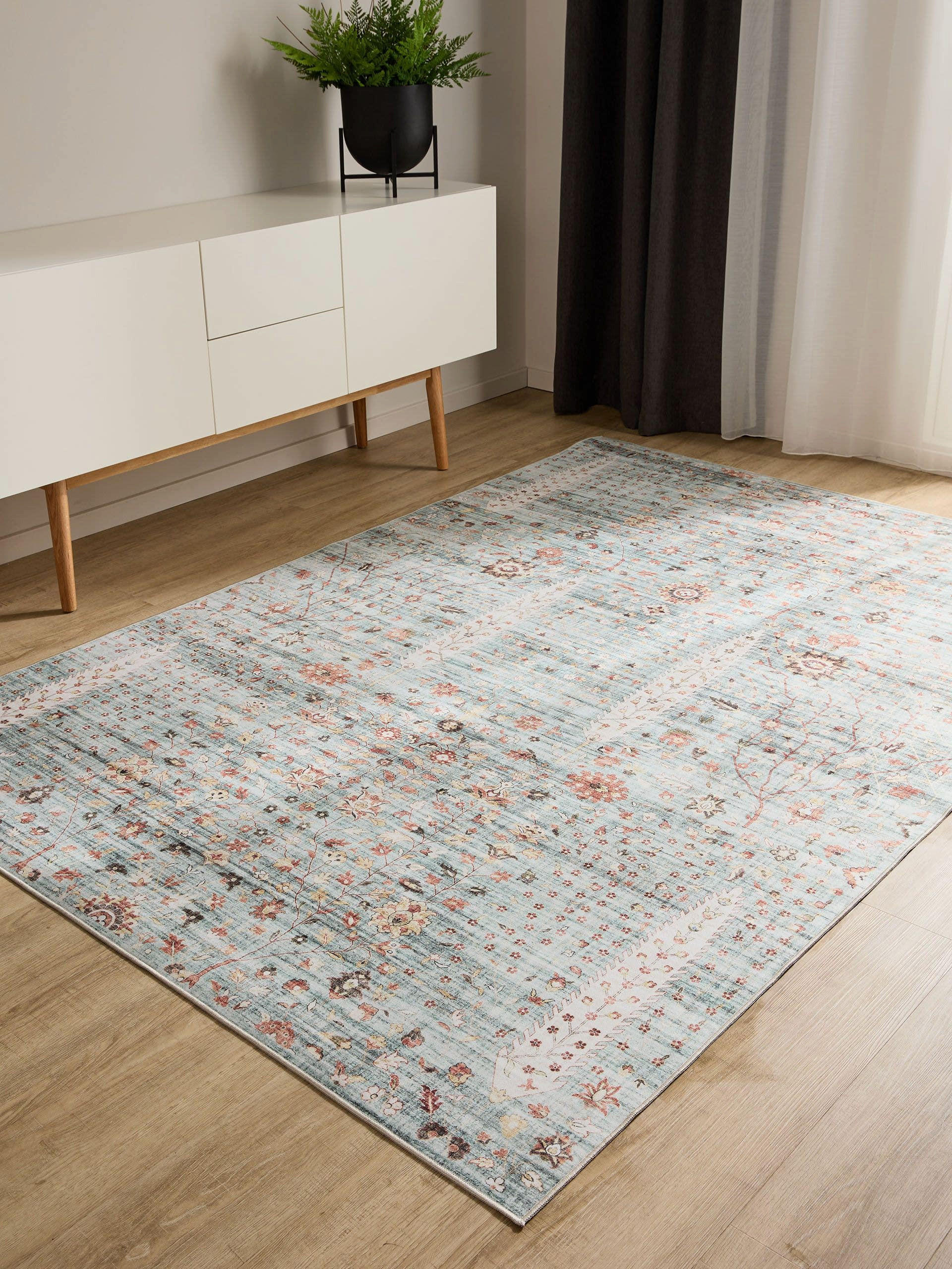 VINTAGE-TEPPICH George waschbar 140x200 cm - Türkis, Kunststoff (140/200cm) - benuta