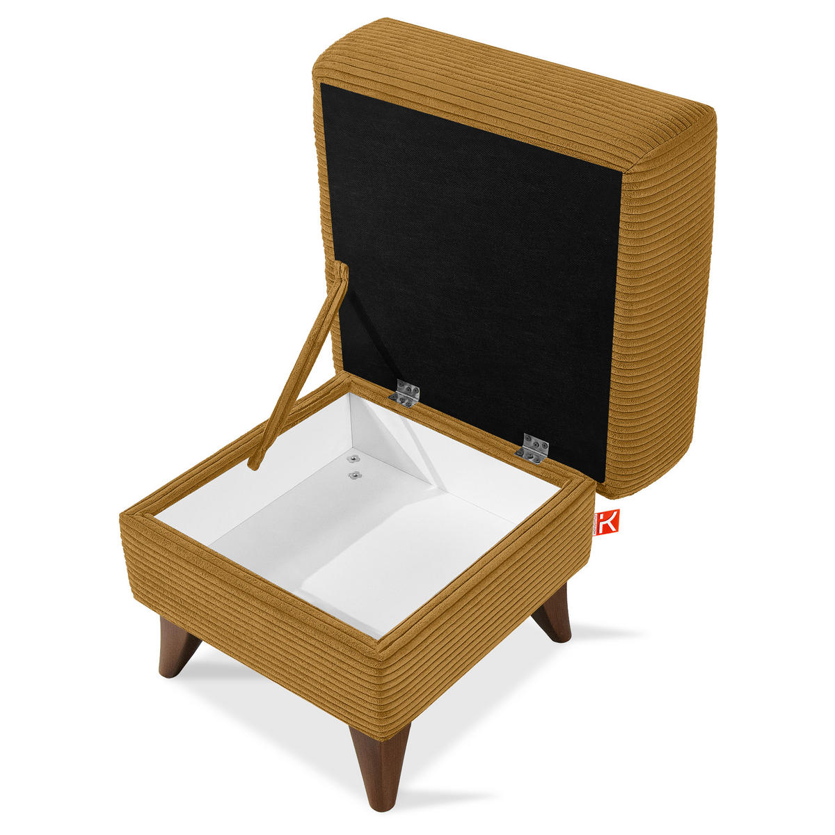 FUẞSTÜTZE GUSTAVO II, Gelb - Gelb/Braun, Holz/Holzwerkstoff (53/49/53cm) - KONSIMO®