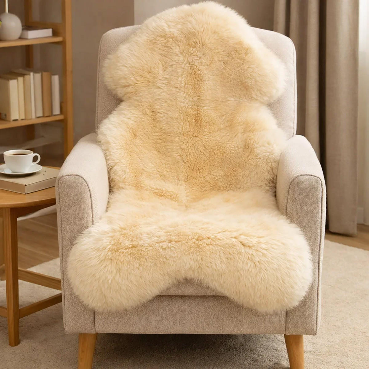 SCHAFFELL Premium Lammfell Natur ungeschoren weiche Wolle Naturweiß ca. 105 cm - Weiß, Fell (55/105cm) - Provellus