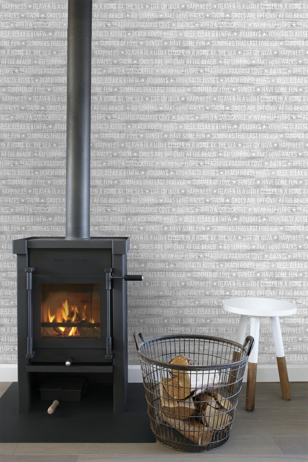 TAPETE sommerliche Texte 53 cm x 10.05 m - Grau, Papier (53/1000cm) - ESTAhome