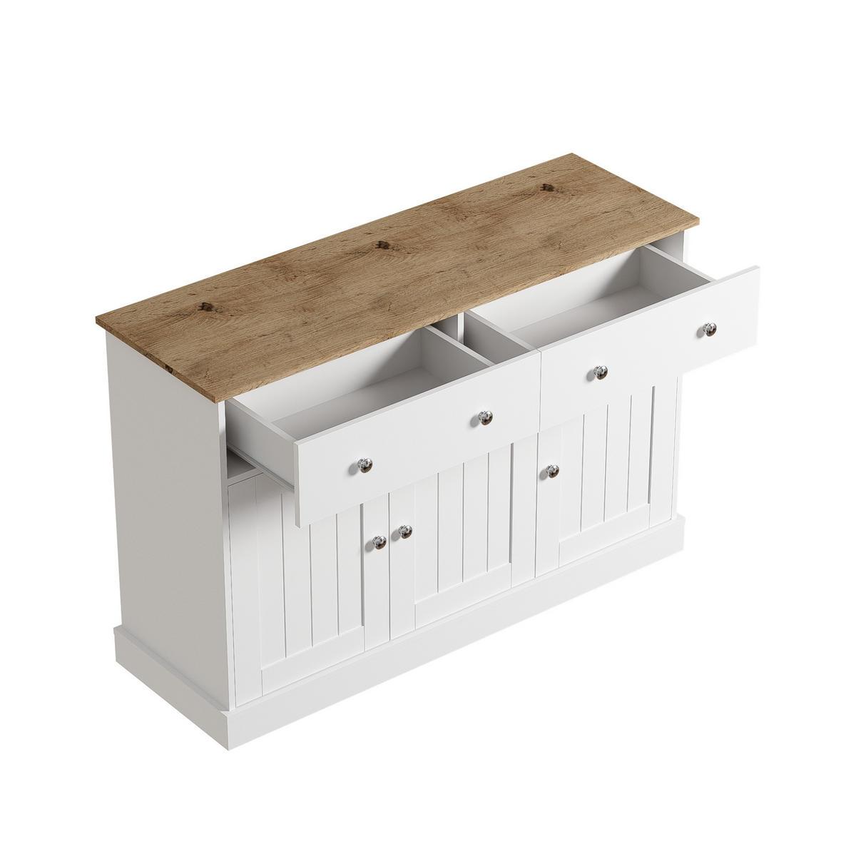 SIDEBOARD 120/36/80,5 cm mit 3 Türen & 2 Schubladen in Weiß und Holzdekor - Weiß, Holzwerkstoff (120/80.5/36cm) - BEAOK