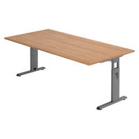 SCHREIBTISCH Serie-O 100/200/74 cm in Nussbaumfarben/Graphitfarben - Nussbaumfarben/Graphitfarben, Holzwerkstoff (100/200/74cm) - bümö