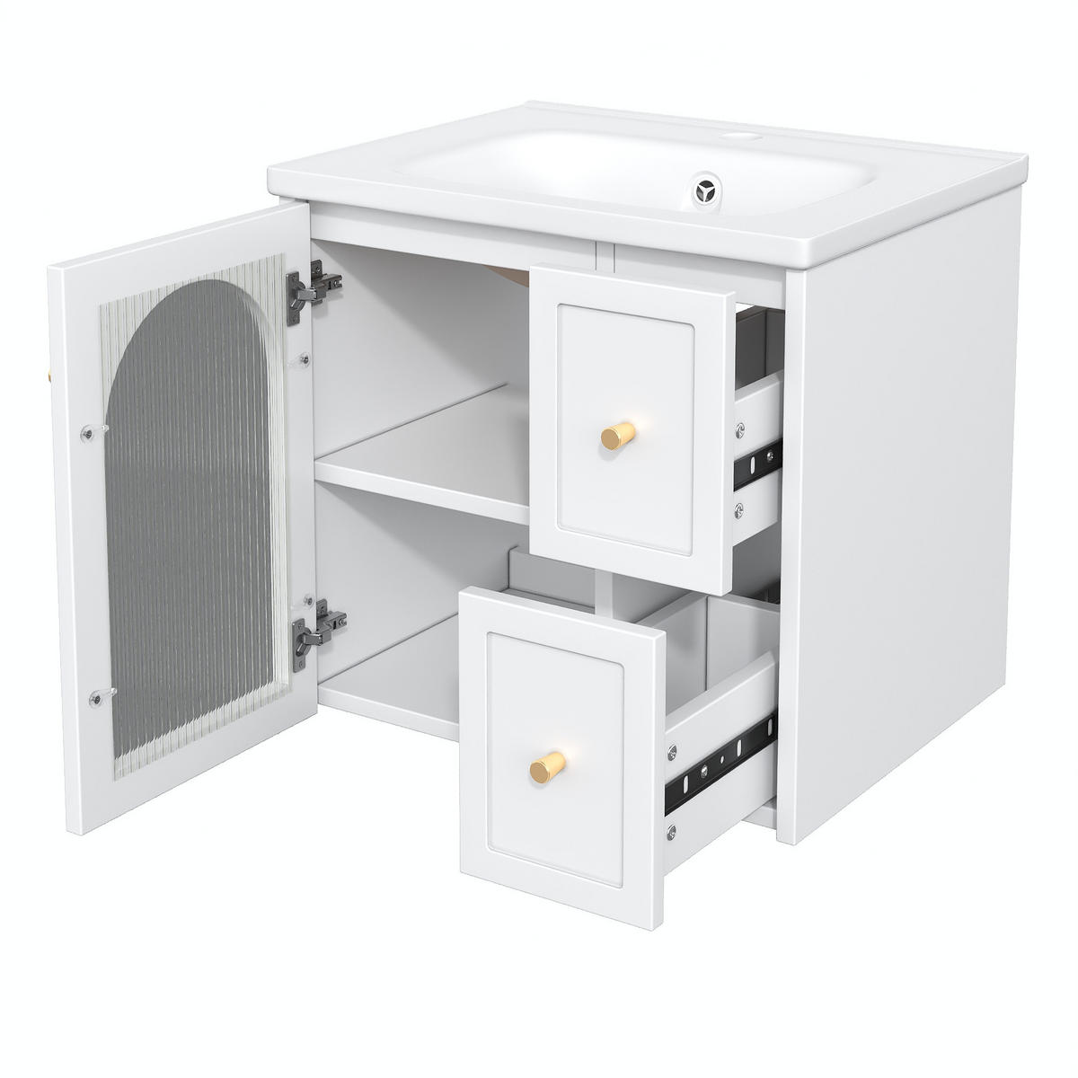 WASCHTISCHUNTERSCHRANK Weiß 60,5/47,5/57 cm - Weiß, Holz (60.5/57/47.5cm) - PANGIVO