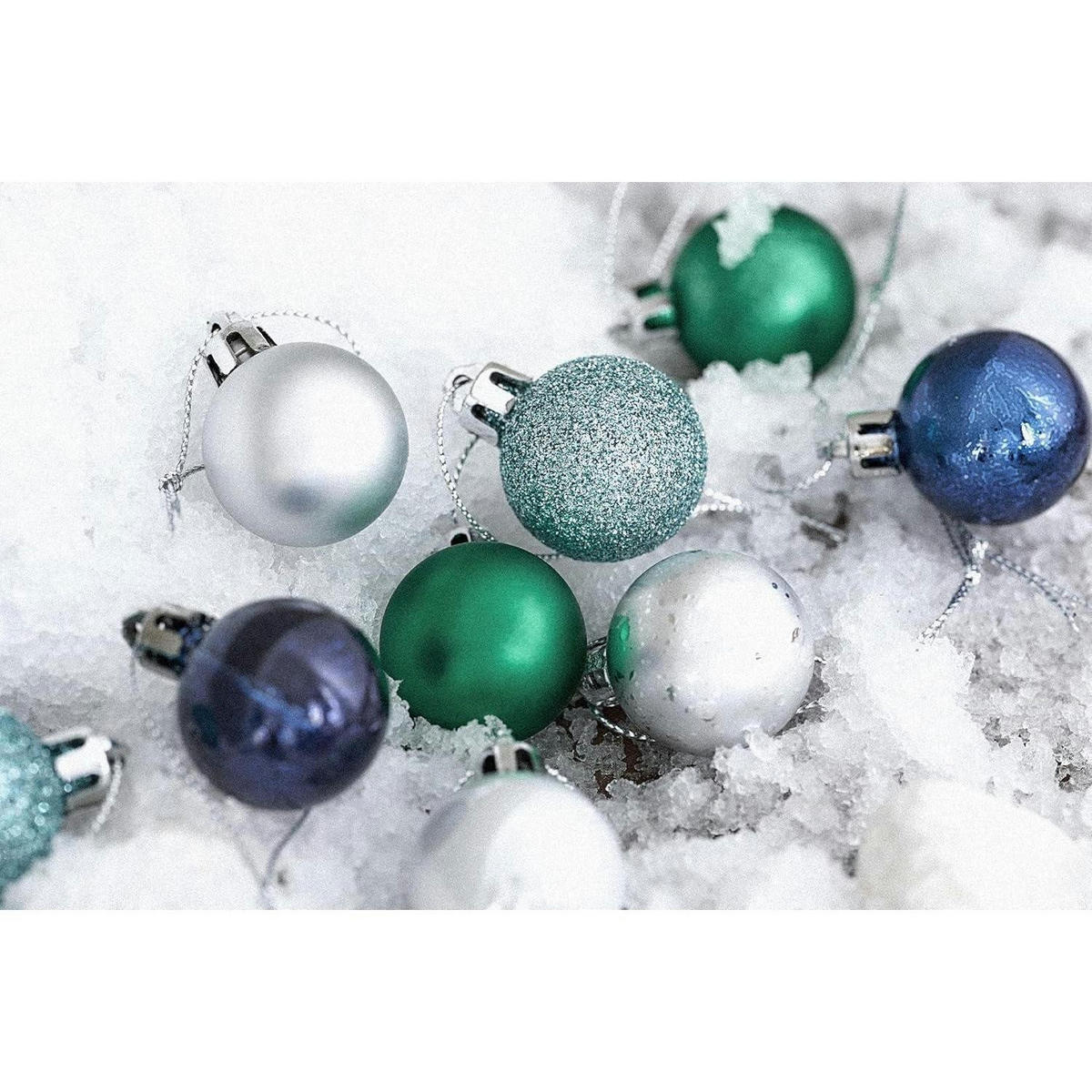 WEIHNACHTSKUGELN 49-teiliges Set 3 cm Kunststoff Blau Grün Silber - Multicolor, Kunststoff (22.7/3/22.7cm)