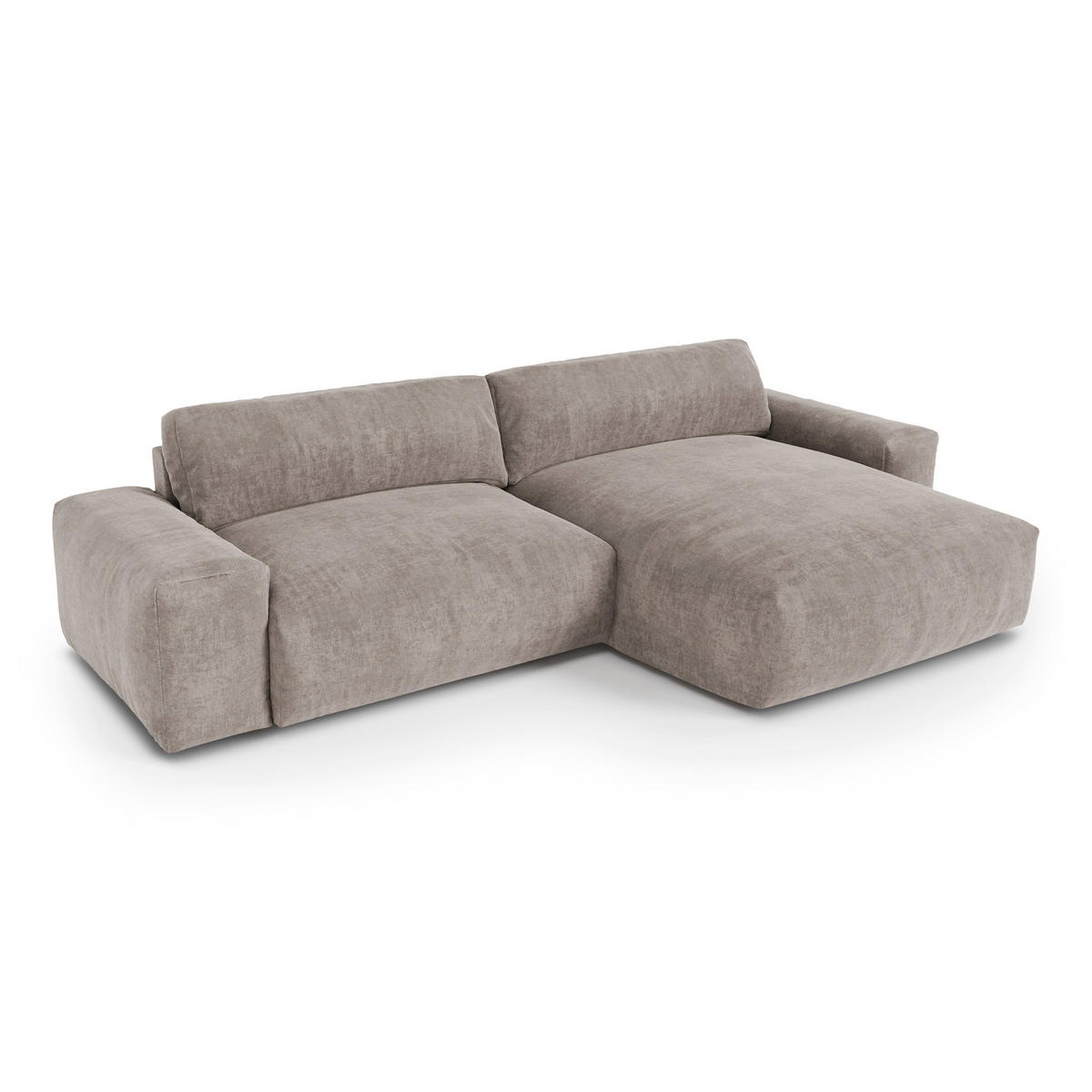 ECKSOFA RECHTS Samt Taupe 310cm - Taupe, Textil (310/174cm) - Sia Home