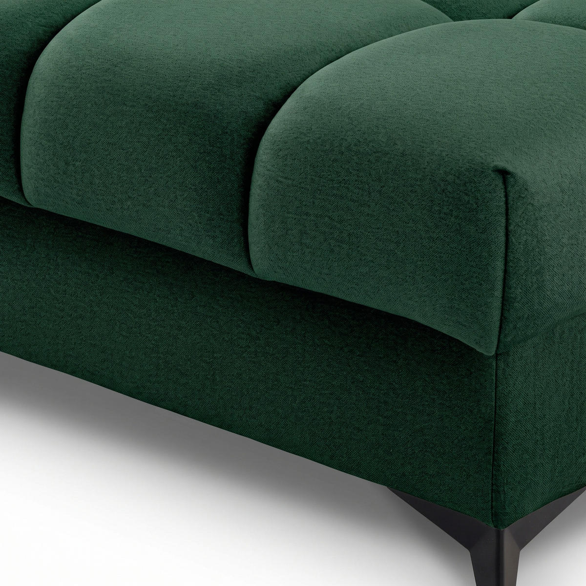 ECKSOFA PUDDING MAXI L Rechts mit Schlaffunktion 125x195 Velours Grün - Schwarz/Grün, Holz/Textil (350/203cm) - Muffo