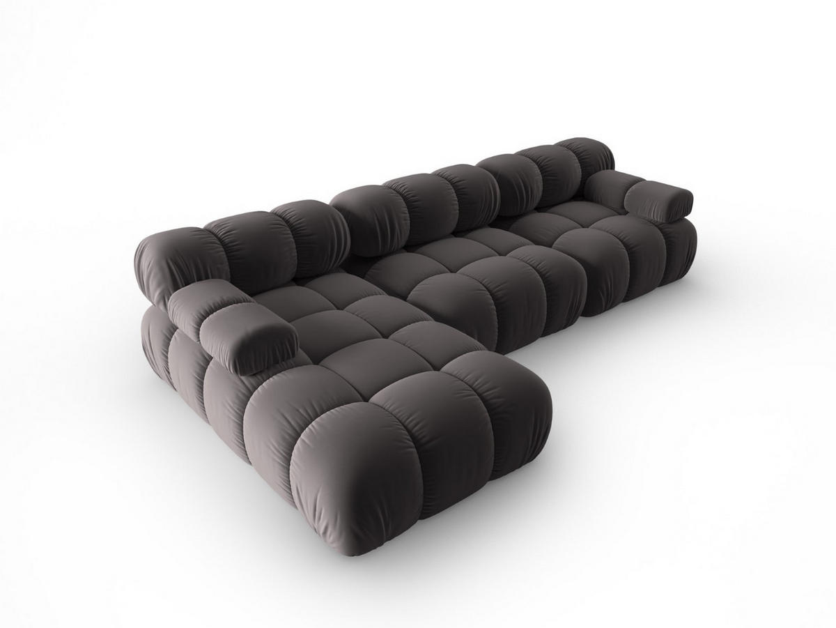 MODULARES-ECKSOFA links Bellis aus Samt dunkelgrau 4 Sitzplätze - Dunkelgrau, Textil (122/285cm) - Micadoni