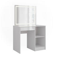 SCHMINKTISCH Sherry Weiß/Weiß Hochglanz 89.8 cm mit LED-Spiegel - Weiß Hochglanz, Holzwerkstoff (89.8/76/50.1cm) - Vicco