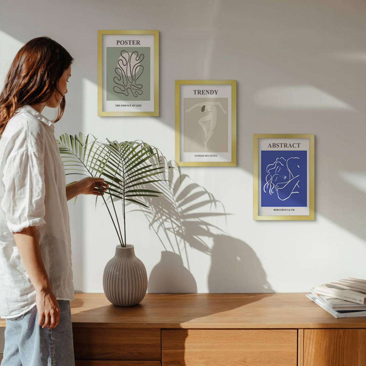 BILDER SET 3er Set - 20x30 cm Goldrahmen - Henri Matisse Pastellgrafiken - Goldfarben, Kunststoff (20/30cm) - TULUP