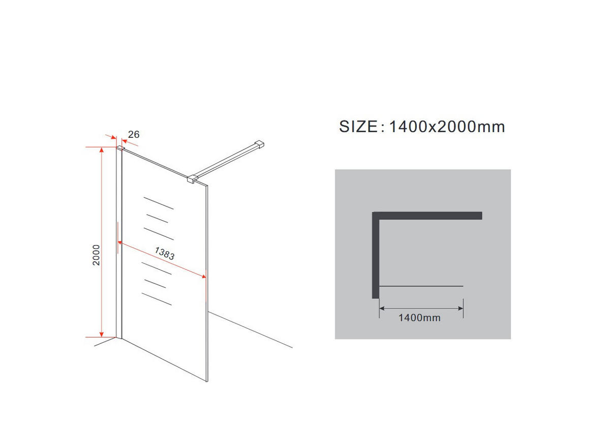 DUSCHWAND AQUOS Klar 140 x 200 cm 10 mm ESG - Klar, Glas (140/200cm) - Glasdeals