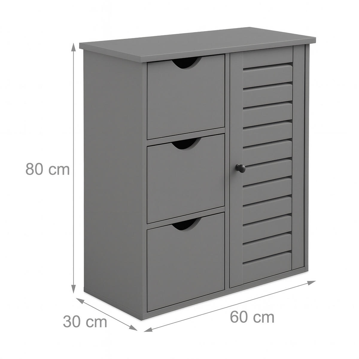 BADEZIMMERSCHRANK - Schwarz/Grau, Holzwerkstoff/Kunststoff (60/80/30cm) - Relaxdays