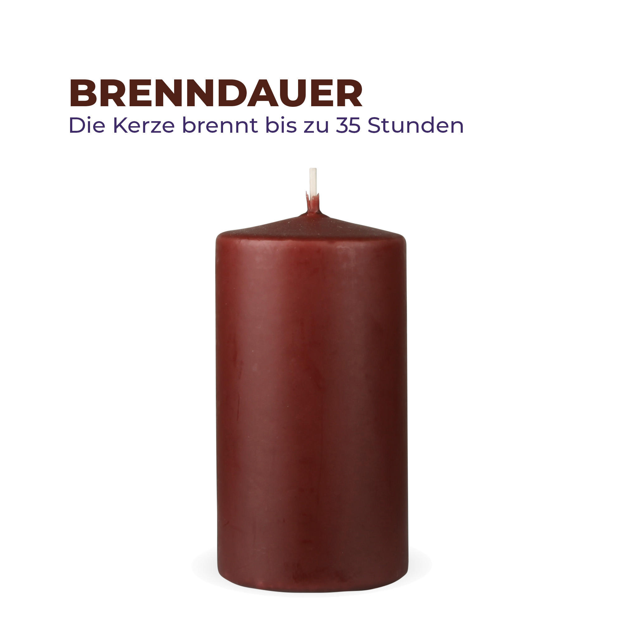 STUMPENKERZEN 4er Pack "Braun", Größe Ø7cm x Höhe: 12 cm - Braun, Naturmaterialien (7/12cm) - Bestlivings