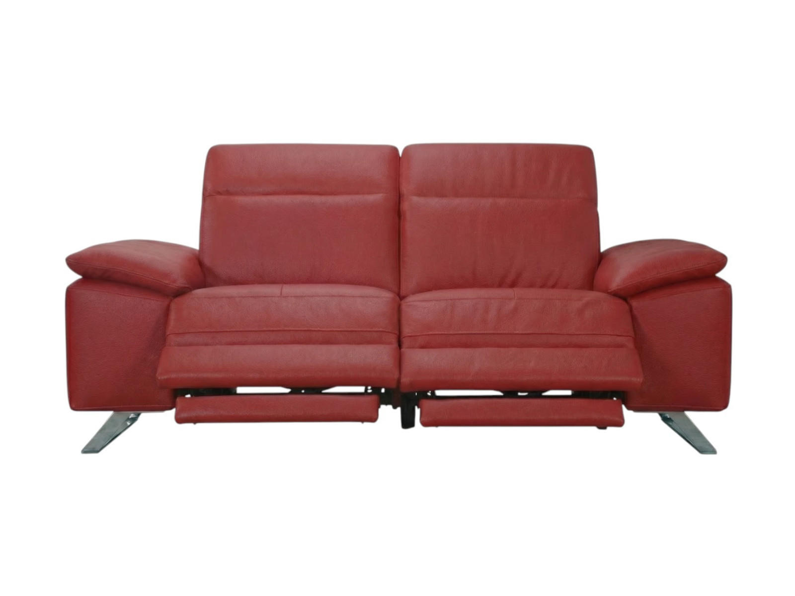 3-SITZER Sofa Genius Echtleder mit 2 x Relaxfunktion Rot - Rot, Leder/Metall (220/80/104cm)