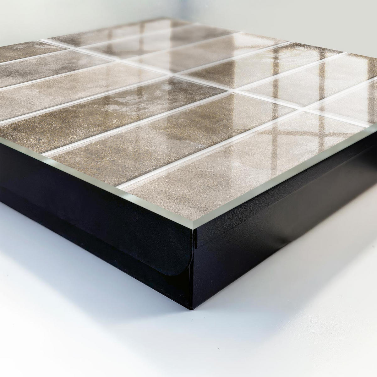 SCHLÜSSELBOX Schwarz 30x30 cm- Türöffnung nach rechts - Elegante Fliesen - Grau, Metall (30/30/5cm) - TULUP