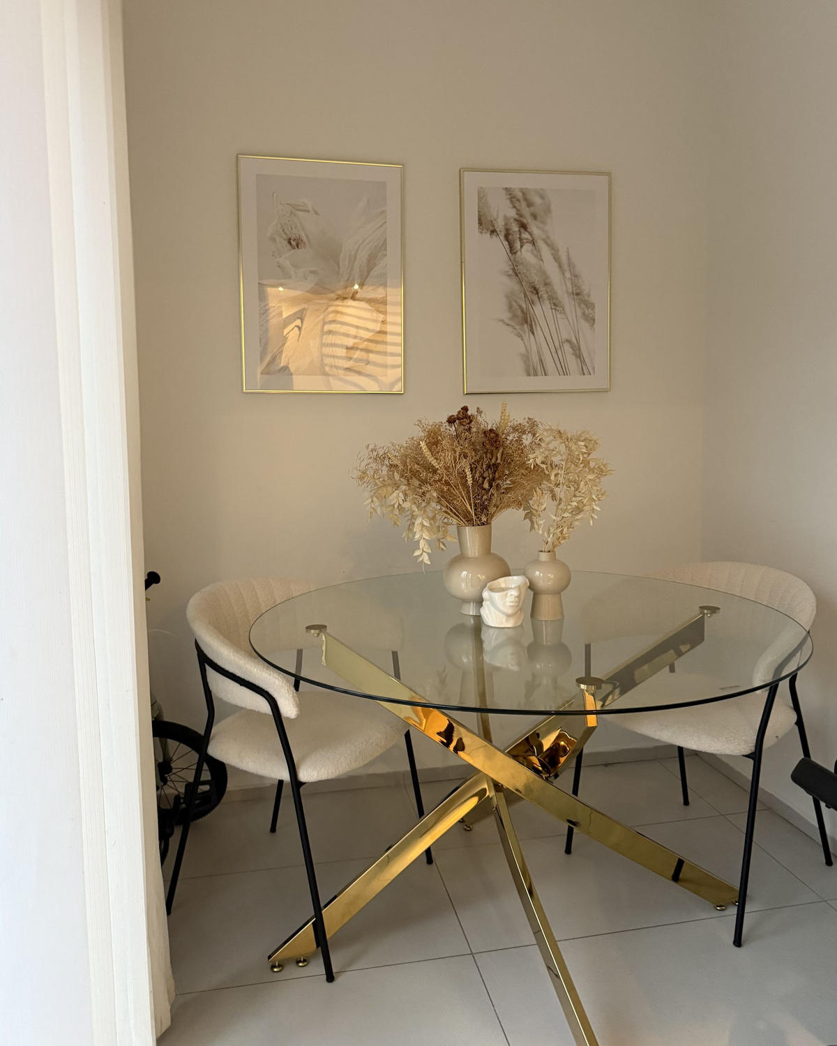 ESSTISCH 120/75 cm Transparent, goldfarben Rund Maramo - Transparent, Glas (120/120/75cm) - Beliani