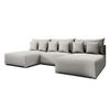 WOHNLANDSCHAFT Ederra U Hellgrau Stoff 300/190/91 cm – großes Sofa mit Schlaffunktion - Silberfarben/Hellgrau, Textil/Metall (300/91/190cm) - AX Living