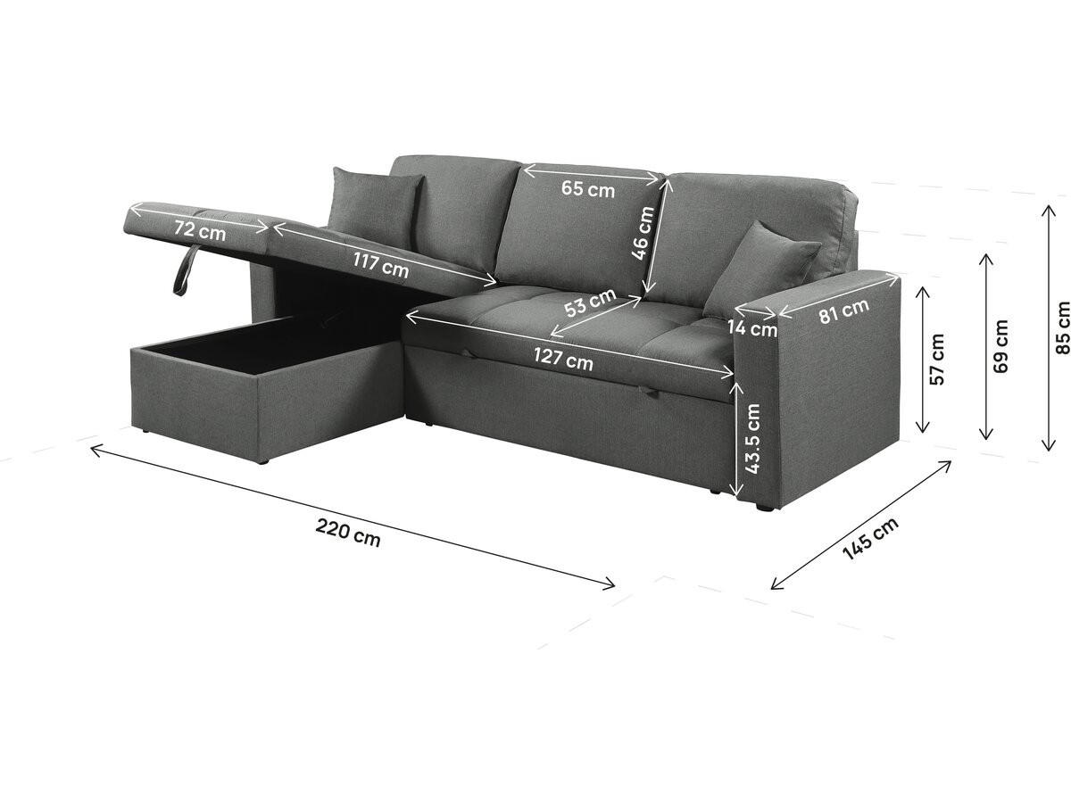 ECKSOFA alain Grau - Grau, Textil (81/220cm) - Habitat Garten