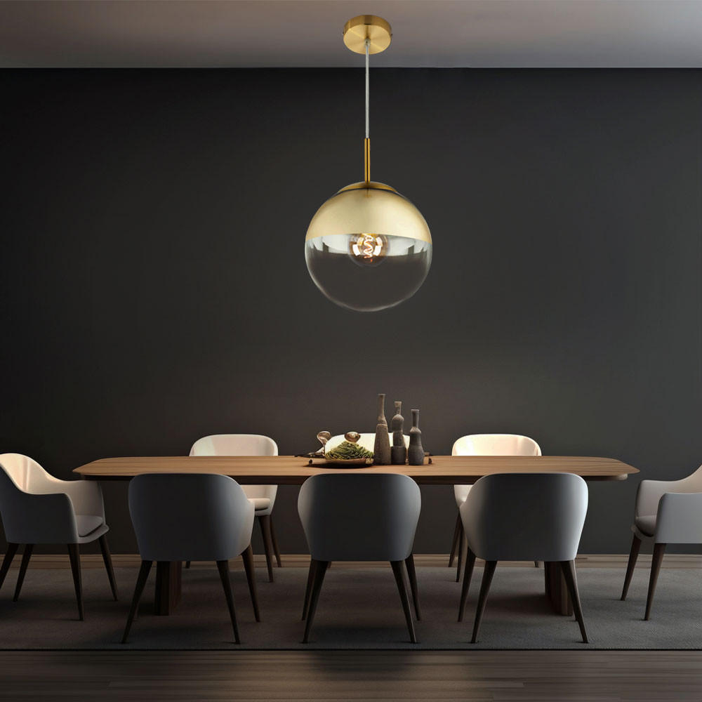 LED HÄNGELAMPE VARUS Gold Transparent - Goldfarben, Glas (20/20/120cm) - Globo Lighting