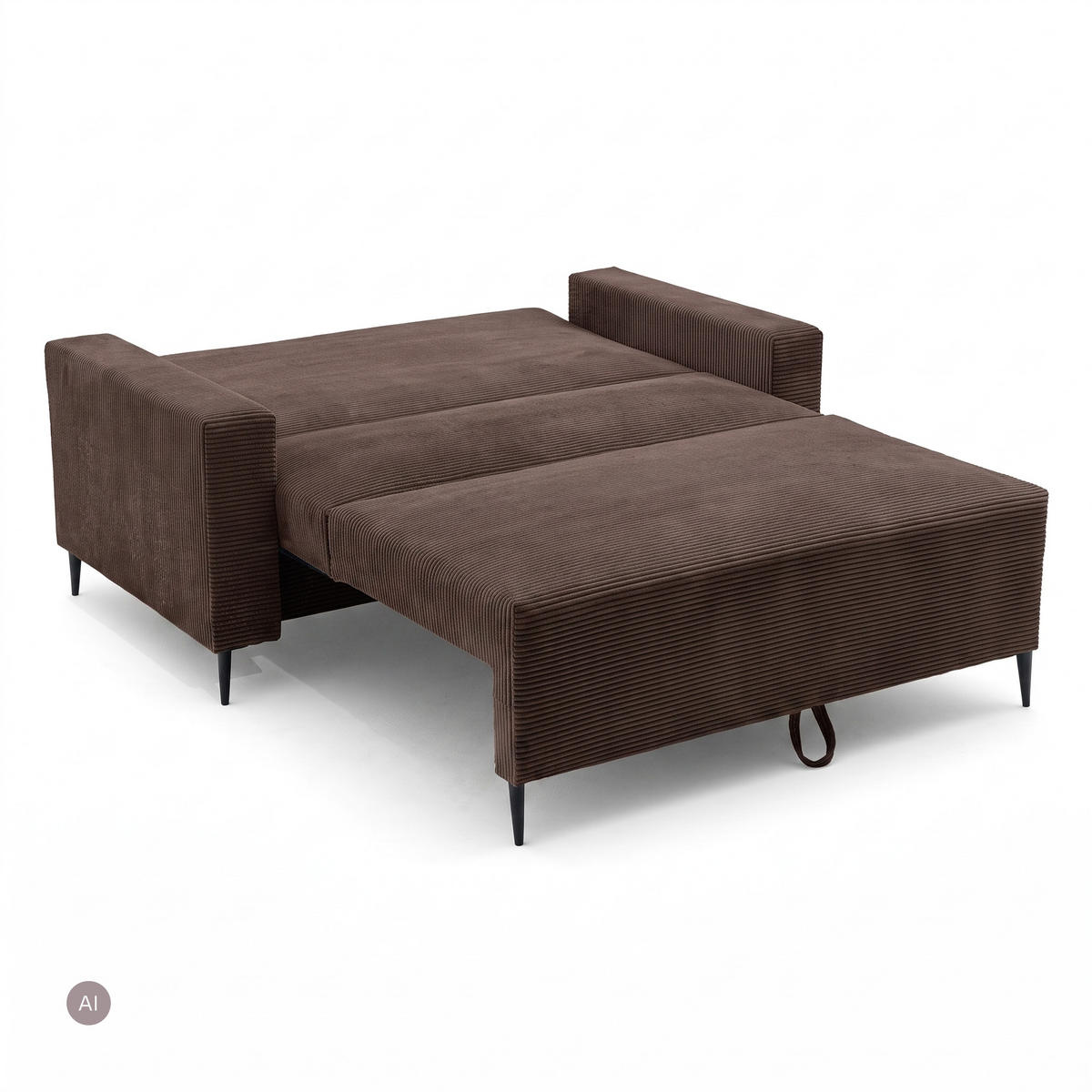3-SITZER-SOFA EDEL mit Schlaffunktion und Bettkasten, Cordstoff Braun - Schwarz/Braun, Holz/Textil (165/94/100cm) - NACANAPA