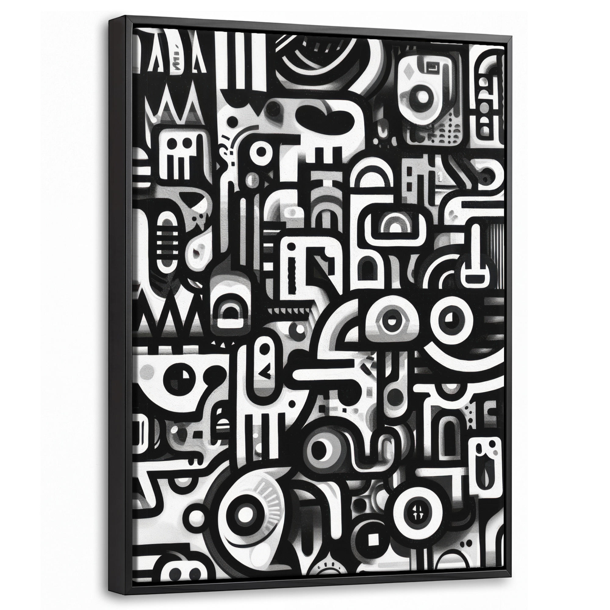 LEINWAND Bilder mit Rahmen - Symbole - Abstrakt - Grafik - Schwarz - 30x40 - Schwarz, Textil (30/40cm) - MuchoWow