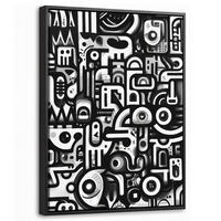 LEINWAND Bilder mit Rahmen - Symbole - Abstrakt - Grafik - Schwarz - 30x40 - Schwarz, Textil (30/40cm) - MuchoWow