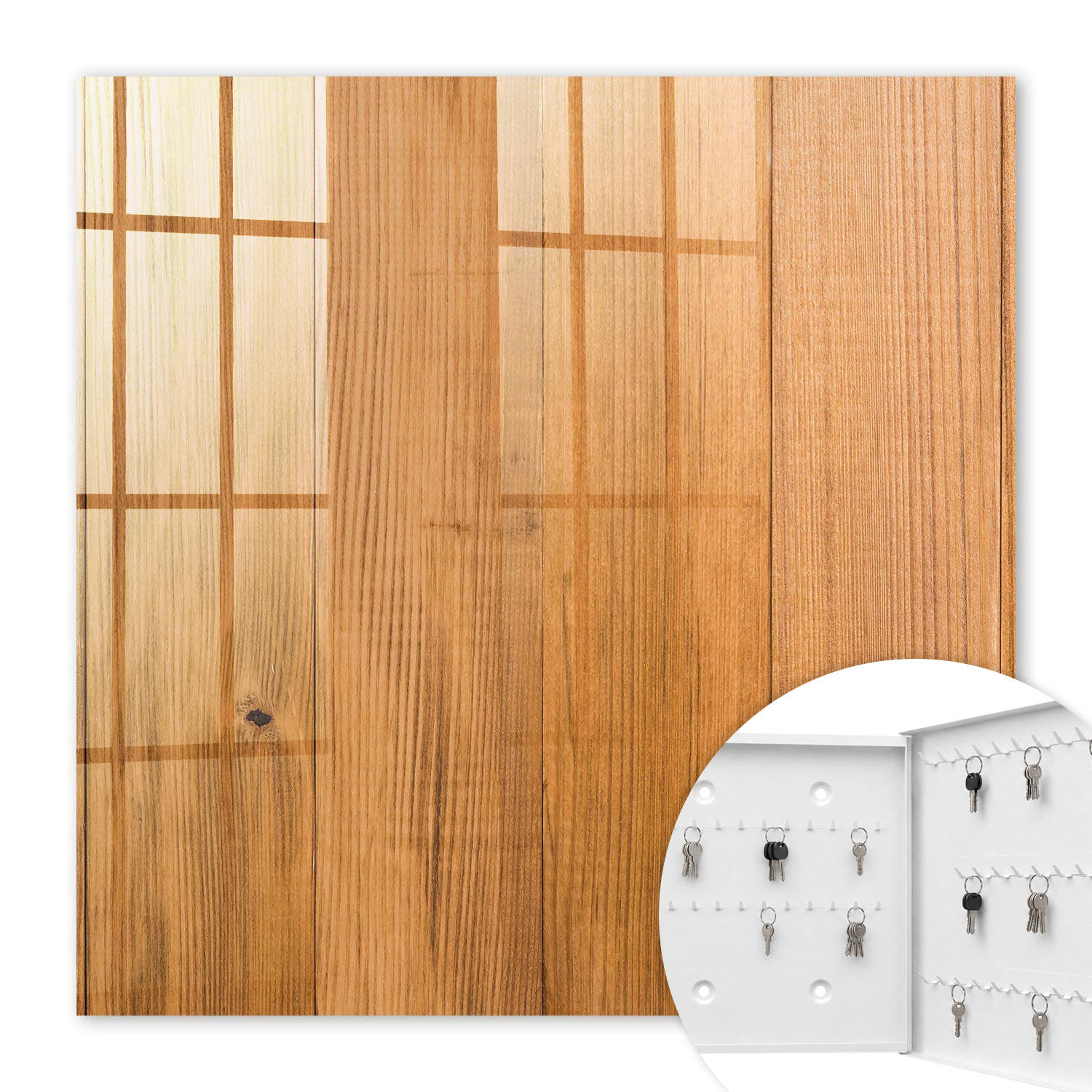 SCHLÜSSELBOX Weiß 30x30 cm – Türöffnung nach rechts - Holzstruktur - Braun, Metall (30/30/5cm) - TULUP