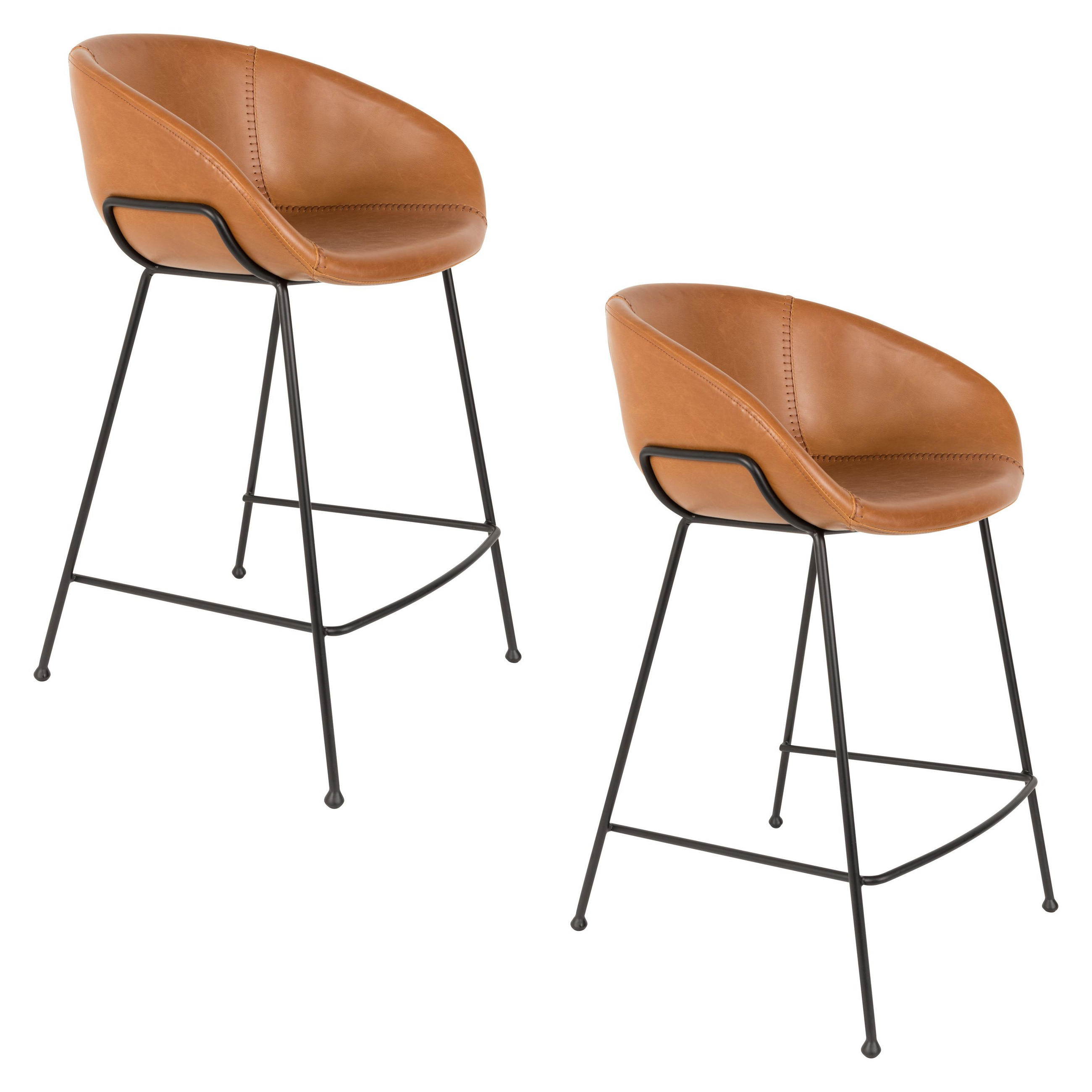 BARHOCKER Feston Rückenlehne 65 cm Braun - 2 er Set - Braun, Kunststoff (54.5/88.5/53cm) - Zuiver