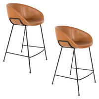 BARHOCKER Feston Rückenlehne 65 cm Braun - 2 er Set - Braun, Kunststoff (54.5/88.5/53cm) - Zuiver