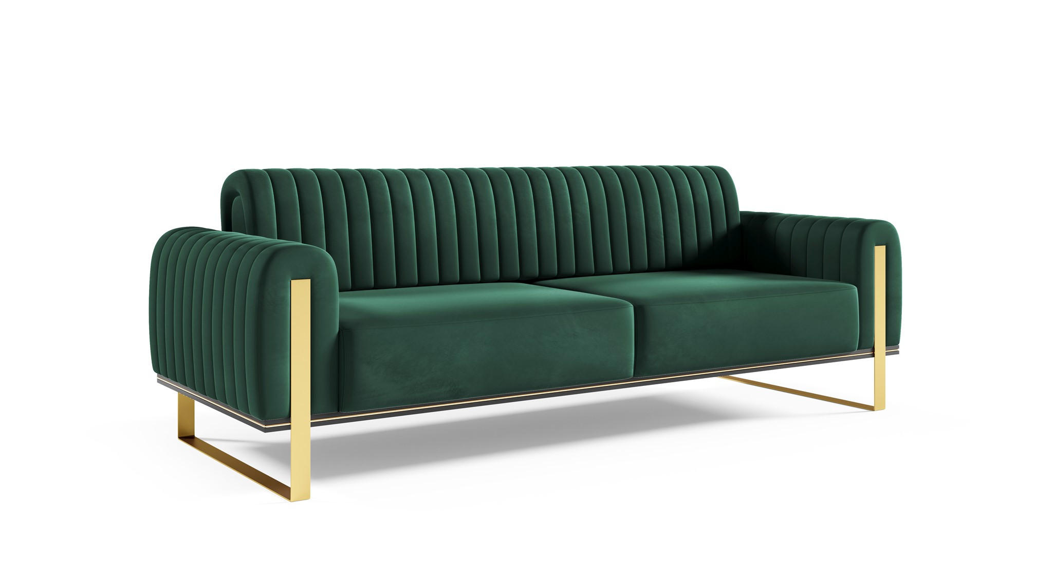 SOFA Valerie 3-sitzer - Grün, Holzwerkstoff/Textil (228/79/90cm) - Fun Möbel