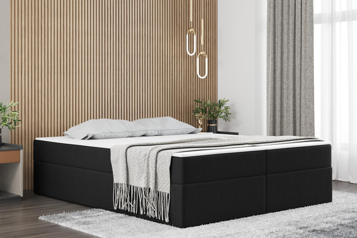 BOXBETT Mit Bettkasten Und Matratze Topper Ruben Schwarz 160x200 cm H3-Bonell - Schwarz, Holz/Textil (160/200cm) - Kaiser Möbel
