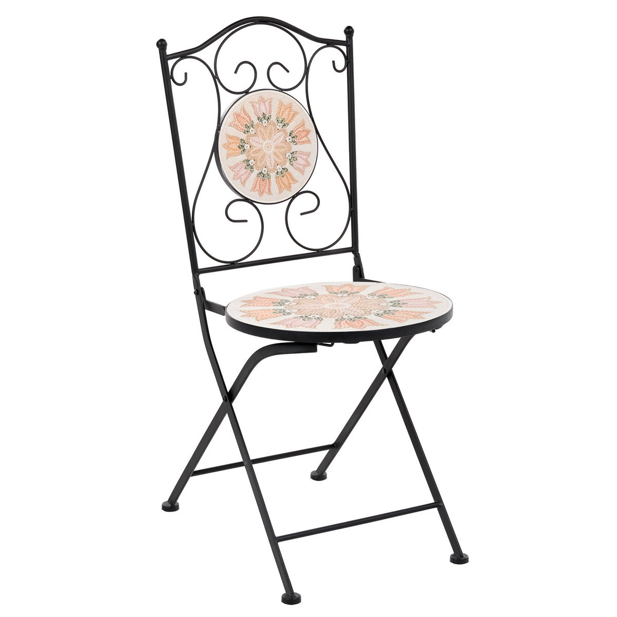 GARTENSTUHL 2er Set klappbar Metall Bunt Settala - Beige/Multicolor, Metall (40/90/44cm) - Beliani