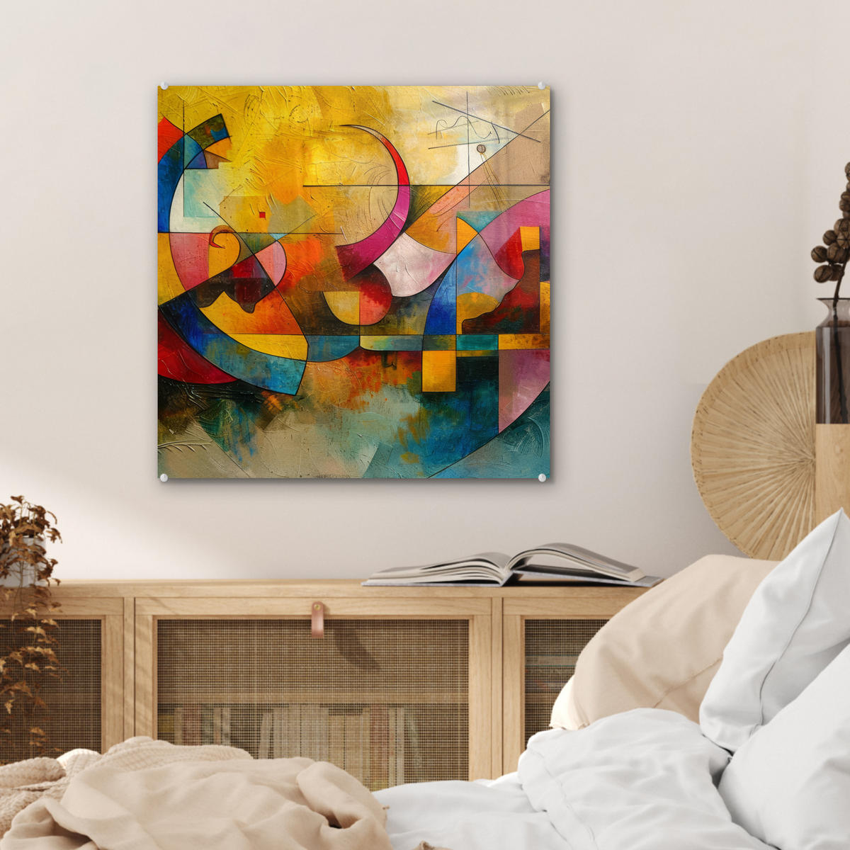 ACRYLGLASBILD Kunst - Abstrakt - Modern 50x50 cm - Gelb, Glas (50/50cm) - MuchoWow