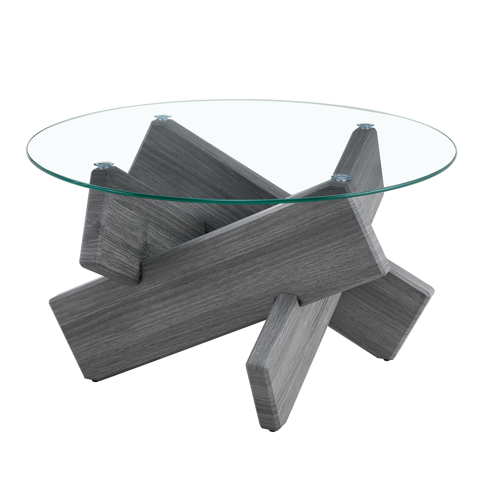 COUCHTISCH rund Ø 79 cm MDF Glas Grau Transparent - Transparent, Glas (79/79/45cm) - Meubliv