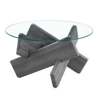 COUCHTISCH rund Ø 79 cm MDF Glas Grau Transparent - Transparent, Glas (79/79/45cm) - Meubliv