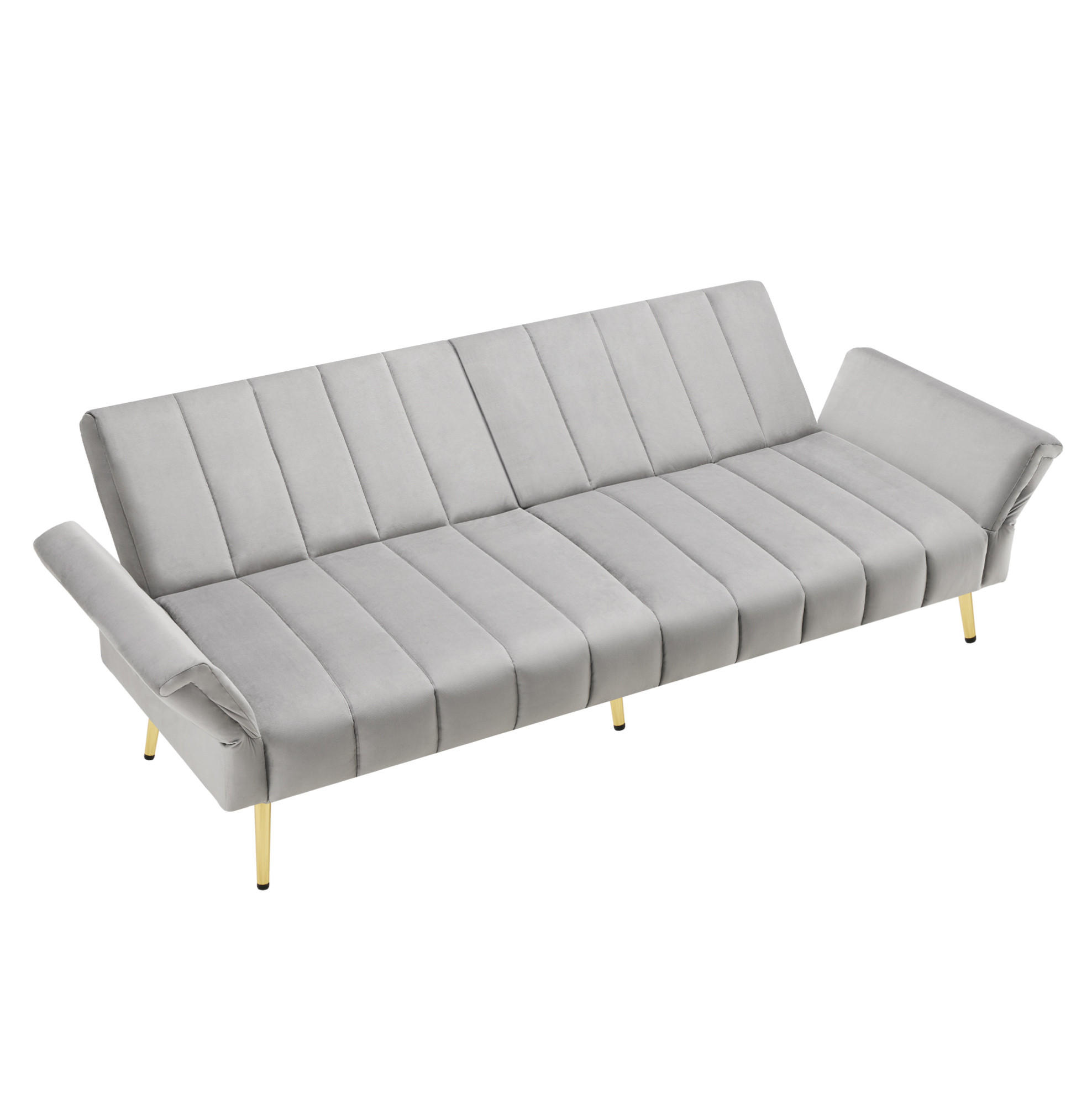SCHLAFSOFA, Samt mit verstellbarer Rückenlehne & Armlehnen, 183/76/75 cm, Grau - Grau, Textil (76/75/183cm) - Redom