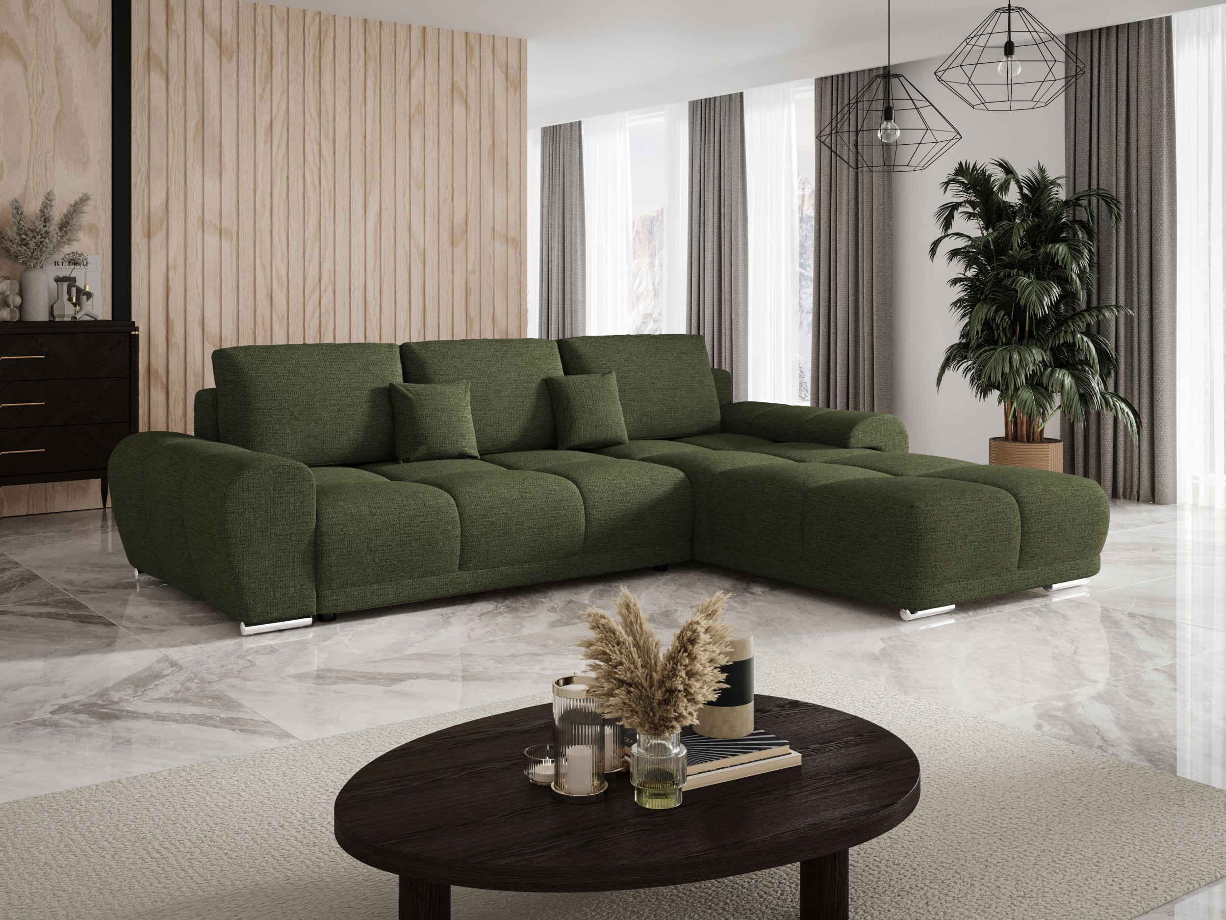 ECKSOFA BEGA L Rechts ARAGON 39 mit Schlaffunktion - Grün, Textil (289/185cm) - Bedante