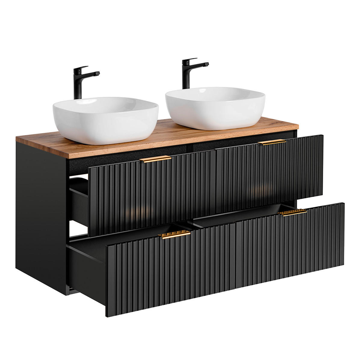 DOPPELWASCHTISCH 120.8cm Adriel Schwarz - Schwarz, Holzwerkstoff (120.8/59/46cm) - Petits-meubles