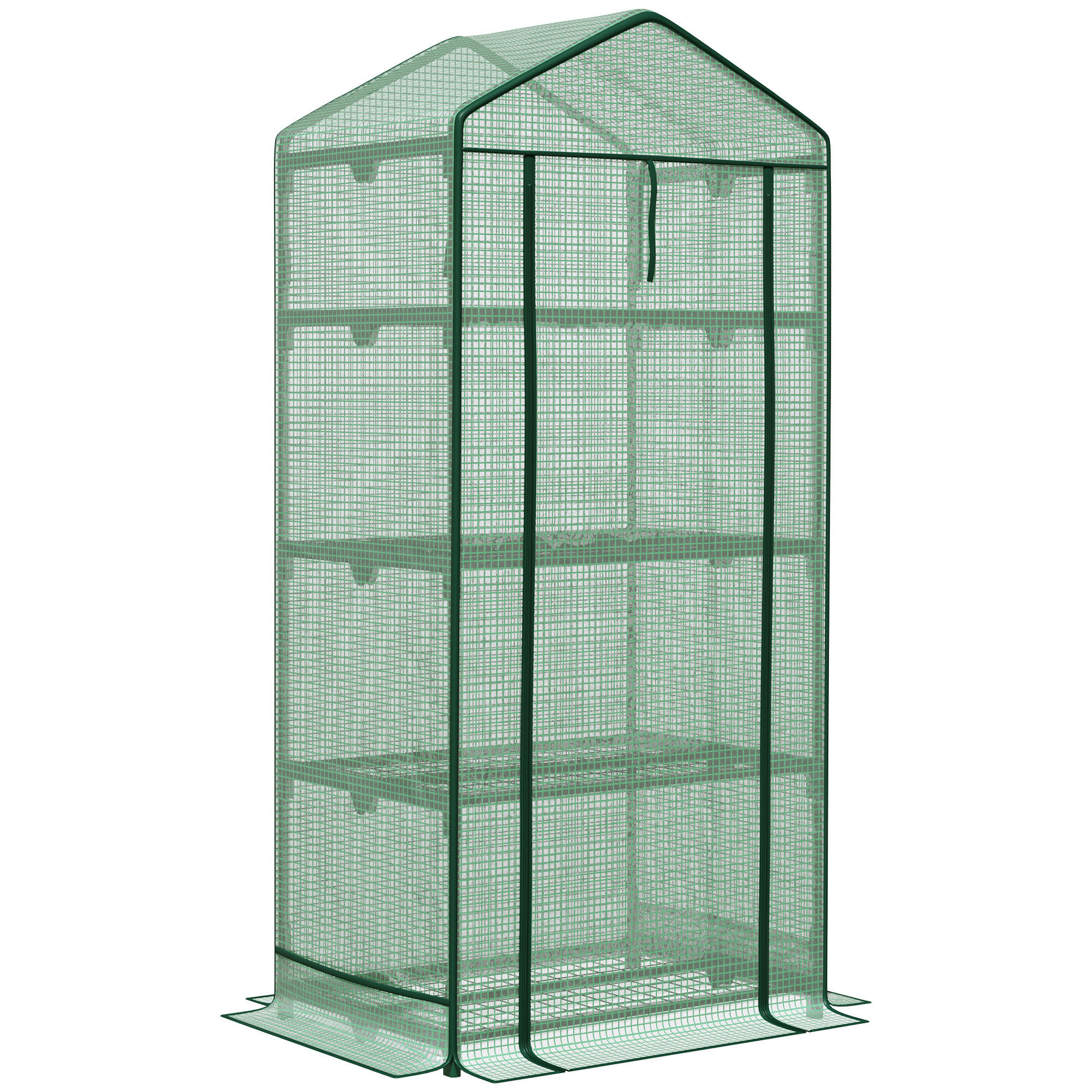 GEWÄCHSHAUS Mini 69x49x125 cm 3 Regale grün - Grün, Metall (69/125/49cm) - Fortuna Lai